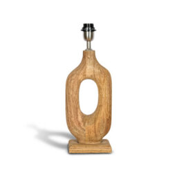 Solid Wood Table Lamp With Fabric Shade Natural Finish Organic Cut Out Base For Living Room Or Bedroom - thumbnail 2
