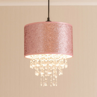 Valuelights Bonita Pink Glitter And Jewel Droplet Ceiling Lamp Shade - image 1