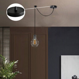 Black Ceiling Rose Light Fitting 120mm Metal Round Single Outlet Cover Plate Canopy With Accessories For Chandeliers And Wall Lamp - thumbnail 4