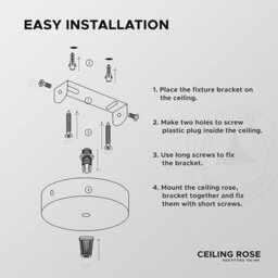 Black Ceiling Rose Light Fitting 120mm Metal Round Single Outlet Cover Plate Canopy With Accessories For Chandeliers And Wall Lamp - thumbnail 5