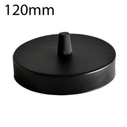 Black Ceiling Rose Light Fitting 120mm Metal Round Single Outlet Cover Plate Canopy With Accessories For Chandeliers And Wall Lamp - thumbnail 1