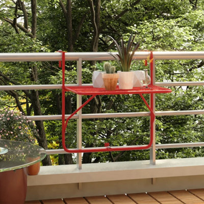 Berkfield Balcony Table Red 60X40 Cm Steel - image 1