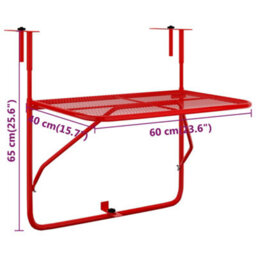Berkfield Balcony Table Red 60X40 Cm Steel - thumbnail 7
