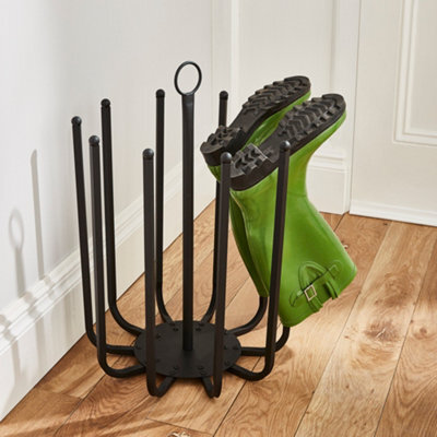 House Of Home 5 Pair Black Round Boot Shoe Rack Welly Holder Stand Storage Organiser - image 1