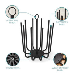 House Of Home 5 Pair Black Round Boot Shoe Rack Welly Holder Stand Storage Organiser - thumbnail 4