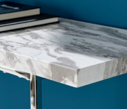 Furniturebox Kylo Rectangular White Marble Effect And Silver Chrome Console Table With Metal U Shape Legs Modern Living Room Hallway Style - thumbnail 2
