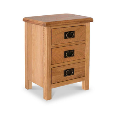 Surrey Oak Bedside Table - Fully Assembled 3 Drawer Cabinet - By Roseland Furniture - image 1