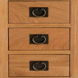Surrey Oak Bedside Table - Fully Assembled 3 Drawer Cabinet - By Roseland Furniture - thumbnail 9