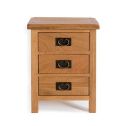 Surrey Oak Bedside Table - Fully Assembled 3 Drawer Cabinet - By Roseland Furniture - thumbnail 3