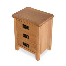 Surrey Oak Bedside Table - Fully Assembled 3 Drawer Cabinet - By Roseland Furniture - thumbnail 4