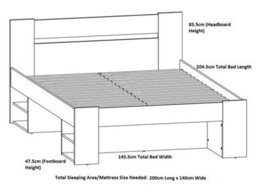 Impact Furniture Double Bed Frame Storage Drawers Euro Bed Slats Dark Wood Effect Shelves Nepo - thumbnail 7