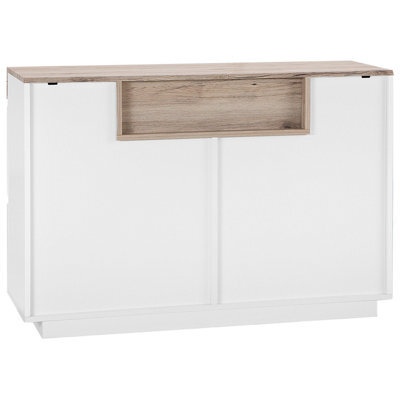 Wyld And Coco Luxe Sideboard White With Light Wood Veneer, 75 X 110 X 40 Cm, 2 Drawers + Cabinet - image 1
