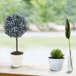 Urbn-Living Urbnliving 15Cm Width Decorative Artificial Outdoor Medium Ball Blue Colour Plant Tree Pot