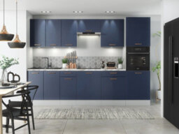 Impact Furniture Kitchen Cabinets Set Complete 9 Units Dark Navy Blue Cupboards With Tall Oven Housing 300Cm Fitted Diy Package Nora