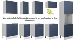 Impact Furniture Kitchen Cabinets Set Complete 9 Units Dark Navy Blue Cupboards With Tall Oven Housing 300Cm Fitted Diy Package Nora - thumbnail 2