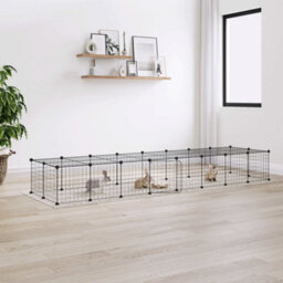 Walplus 36-Panel Pet Cage With Door Black 35X35 Cm Steel