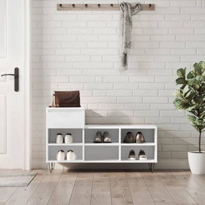 Berkfield Shoe Cabinet White 102X36X60 Cm Engineered Wood - image 1