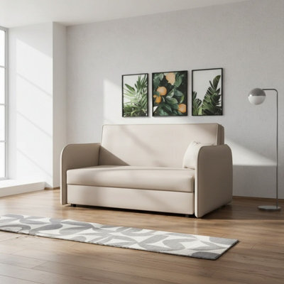 Viva Loft Iii Sofa Bed With Sleep Function Storage Container Chipboard Wood Frame Metal Legs 145Cm Wide Cappuccino - image 1