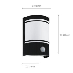Eglo Cerno Black And White Metal And Glass Ip44 Outdoor Wall Light With Sensor, (D) 14Cm - thumbnail 4