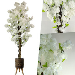 Pegdev - Pdl - 150Cm Artificial White Cherry Blossom Tree With Elephant Composite Planter Fibreglass Rustic Style, Indoor/ Outdoor - thumbnail 5
