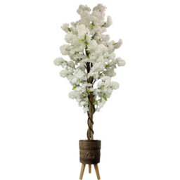 Pegdev - Pdl - 150Cm Artificial White Cherry Blossom Tree With Elephant Composite Planter Fibreglass Rustic Style, Indoor/ Outdoor - thumbnail 1