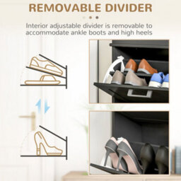 Wyld Haus Fadivi Raka Black 2-Drawer Tilt-Out Shoe Cabinet, Narrow Design For Hallways And Small Spaces. - thumbnail 6