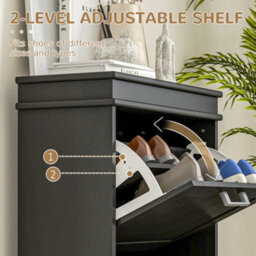 Wyld Haus Fadivi Raka Black 2-Drawer Tilt-Out Shoe Cabinet, Narrow Design For Hallways And Small Spaces. - thumbnail 5