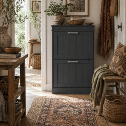 Wyld Haus Fadivi Raka Black 2-Drawer Tilt-Out Shoe Cabinet, Narrow Design For Hallways And Small Spaces. - thumbnail 1