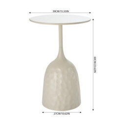 Living And Home Modern Cream White Metal Side Table, 39Cm Dia. X 60Cm H - thumbnail 5