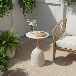 Living And Home Modern Cream White Metal Side Table, 39Cm Dia. X 60Cm H - thumbnail 2