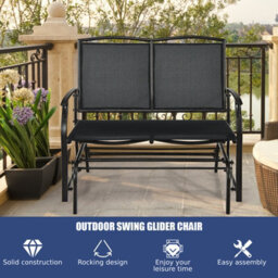 Costway 2-Person Patio Swing Glider Bench Outdoor Glider Loveseat Chair Garden - thumbnail 6