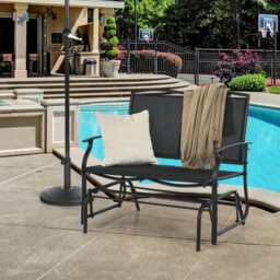 Costway 2-Person Patio Swing Glider Bench Outdoor Glider Loveseat Chair Garden - thumbnail 3