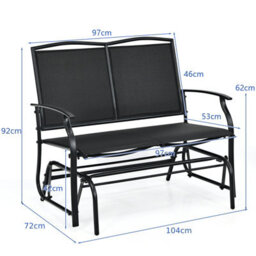 Costway 2-Person Patio Swing Glider Bench Outdoor Glider Loveseat Chair Garden - thumbnail 2