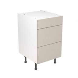 Kitchen Kit 3 Drawer Base Unit 500mm W/ Slab Cabinet Door - Super Matt Light Grey - thumbnail 1