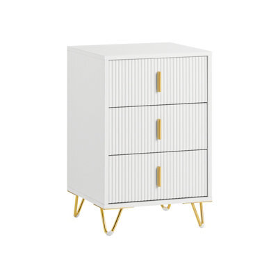 Sobuy Fbt115-L-W, Bedside Table Bedside Cabinet Nightstand With 3 Drawers, Side Table  Chest Of Drawers For Bedroom, White - image 1