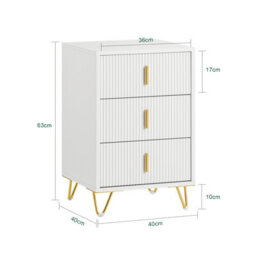 Sobuy Fbt115-L-W, Bedside Table Bedside Cabinet Nightstand With 3 Drawers, Side Table  Chest Of Drawers For Bedroom, White - thumbnail 3