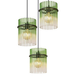 Luminosa Lighting Luminosa Gorley Cluster Pendant Ceiling Light Matt Black Green Glass Shade 3X E27 - thumbnail 3