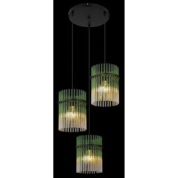 Luminosa Lighting Luminosa Gorley Cluster Pendant Ceiling Light Matt Black Green Glass Shade 3X E27 - thumbnail 4