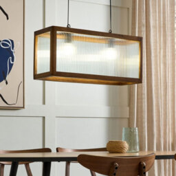 Wyld And Coco Handmade Mango Wood And Glass Pendant Lamp, Boho-Industrial, W65 X D25 X H151 Cm - thumbnail 2