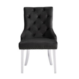 Furniture in Fashion Imperial Black Velvet Button Back Dining Chairs In Pair - thumbnail 3