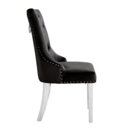 Furniture in Fashion Imperial Black Velvet Button Back Dining Chairs In Pair - thumbnail 4