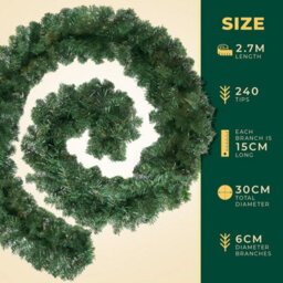 Festive Fix 27M Alaskan Pine Christmas Garland Full Green Fir Garland For Fireplace Stairs Door Table Realistic Xmas Decoration - thumbnail 3