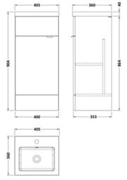 Hudson Reed Fusion Floor Standing Vanity Unit & Basin, Stylish Vanity Unit With Basin, Bleached Oak, 400mm - thumbnail 3