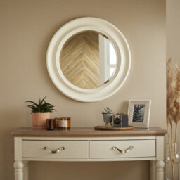 The Online Mirror Shop Round Wall Mirror Hamilton Antique Style Bevelled Handcrafted And Finished With Ivory Frame - H 66C M X W 66 Cm X D 3 Cm - thumbnail 1