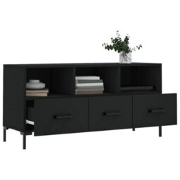 Berkfield Sturdy Tv Cabinet Black 102X36X50 Cm Engineered Wood - thumbnail 4