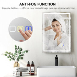 Homcom 500 X 700 mm Bathroom Mirror With Bluetooth Clock Lights Demister Pad - thumbnail 7