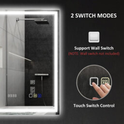 Homcom 500 X 700 mm Bathroom Mirror With Bluetooth Clock Lights Demister Pad - thumbnail 9