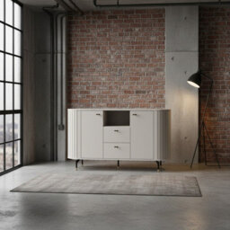 Modern Sideboard Cabinet Storage Unit Soft Close Metal Legs Cashmere - thumbnail 1