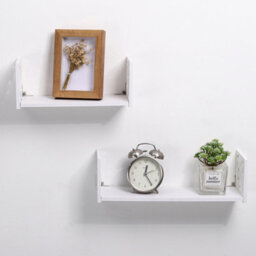 Living And Home Set Of 2 White Modern U Shape Wall Floating Shelves Display Rack Hanging Shelves For Wall Decor - thumbnail 3