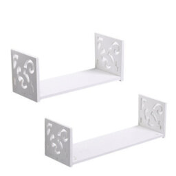 Living And Home Set Of 2 White Modern U Shape Wall Floating Shelves Display Rack Hanging Shelves For Wall Decor - thumbnail 4